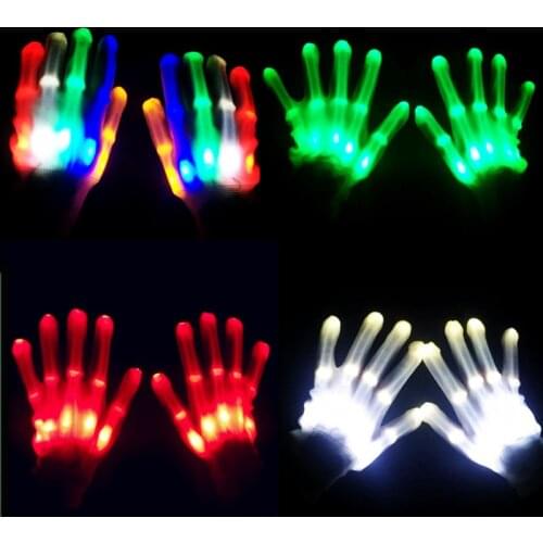 Halloween Party Cosplay Light Props Luminous Flashing Skull Gloves Stage Costume Christmas Supplies LED Costume Accessories
