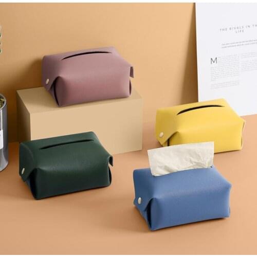 PU leather tissue boxes luxury салфетница soft foldable tissue paper napkin holder household kitchen rangement