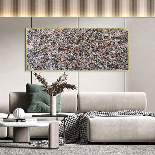 Modern Oil Painting Abstract Canvas Art Autumn Rhythm Blue Yellow Dots Wall Pictures For Living Room Home Decor Print Posters