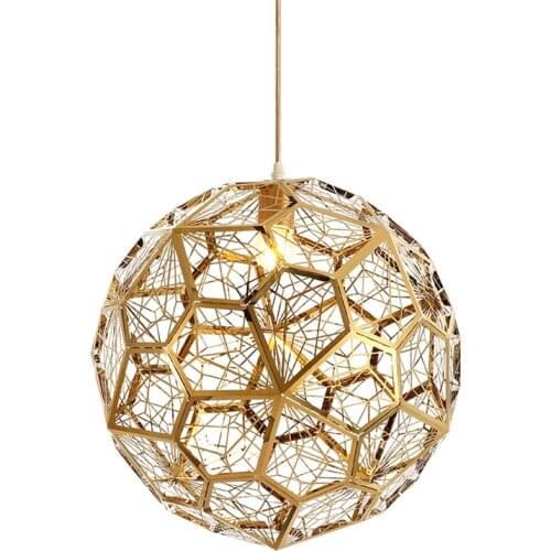 Modern Stainless Steel Pendant Lamps for Living Room Luxury Geometric Ball Pendant Light Bar Restaurant Hanging Lamp Art Deco