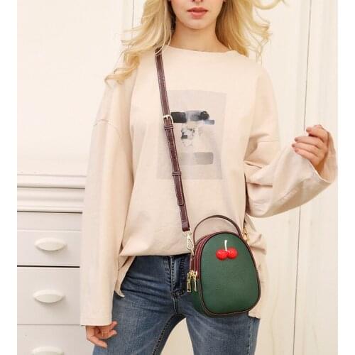Genuine Leather Three Floors Small Bag 2020 New Women Handbag All-Match Sweet Diamonds Cherry Bags Female Single Crossbody Bag