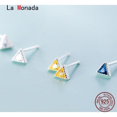 La Monada Ear Piercing Stud Earrings For Girls Women Silver 925 Triangle Real Silver Earrings 925 Sterling Silver Earrings Woman
