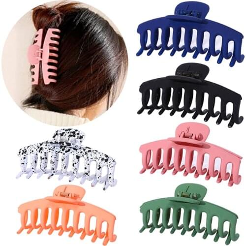 2021 Women Colorful Solid Large Hair Clips Elegant Acrylic Hair Pins Barrette Crab Hiar Claw for Female Girls Hair Accessories