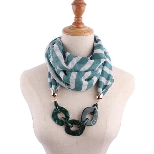 Cotton necklace scarf mujer invierno pendant shawls jewellery fashion stole ring scarfs stripe printed dropship