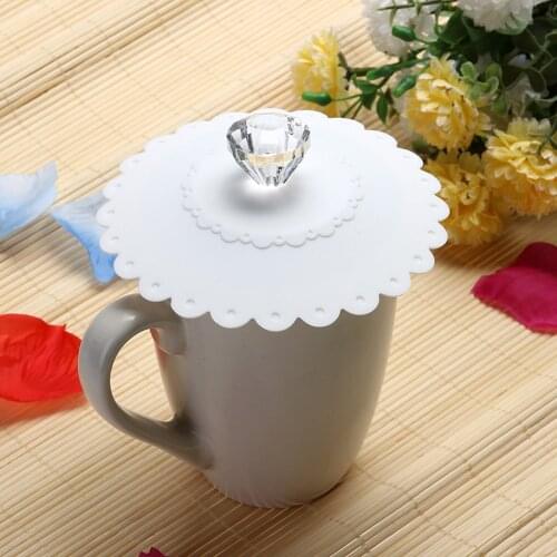 1PCS Lace Silicone Diamond Cup Lid Dustproof Leakproof Reusable Silicone Diamond Seal Cover Thermal Insulation Cup Cover