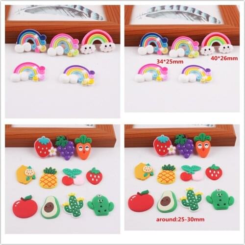 10pcs/lot flat back soft glue fruits smile cloud rainbow new arrival resin cabochons accessories