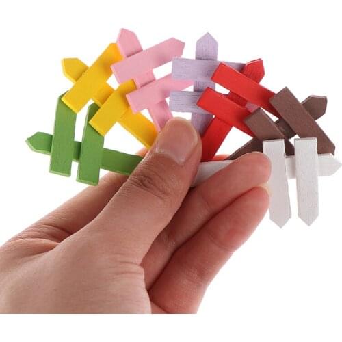 10PCS Mini Miniature Wood Fence Signpost Craft Garden Decor Ornament Plant Pot Micro Landscape Bonsai DIY Dollhouse Fairy