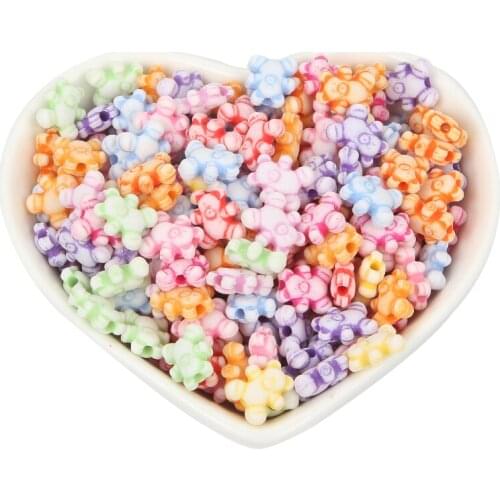 100pcs/lot Mixed Bear Shape Acrylic Bead Charm Loose Spacer Beads For Jewelry Making DIY Needlework Bracelet Accessories