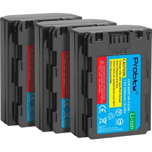3pcs NP-FZ100 NPFZ100 Rechargeable camera battery For Sony ILCE-9 Alpha 9 A9 9R A9R 9S A9S A7RIII A7R3 7RM3 A7m3 BC-QZ1
