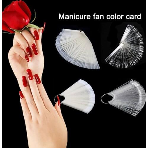 50/Set Nail Art Tips Display Practice Sticks Fan Shaped Nail Polish Swatches Nail Color Sample Nail Art Tools Supplies