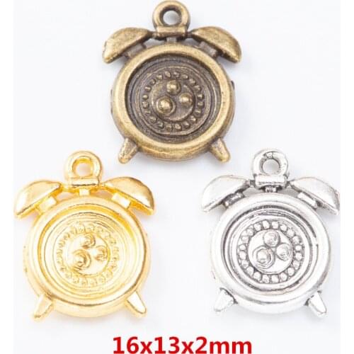 55 pieces of retro metal zinc alloy Clock pendant for DIY handmade jewelry necklace making 7419