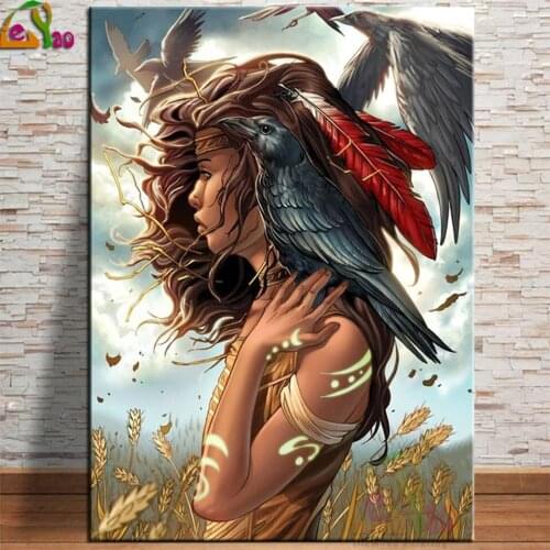 5D Diy Diamond Painting Full Square/Round Drill Mosaic Diamond Embroidery Puzzle Home Decor Grass Hawk African Woman