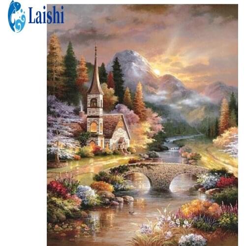 DIY Diamond Painting Forest landscape tree house creek Full Square/Round Drill 5D Diamond Embroidery Sale Diamond Pictures
