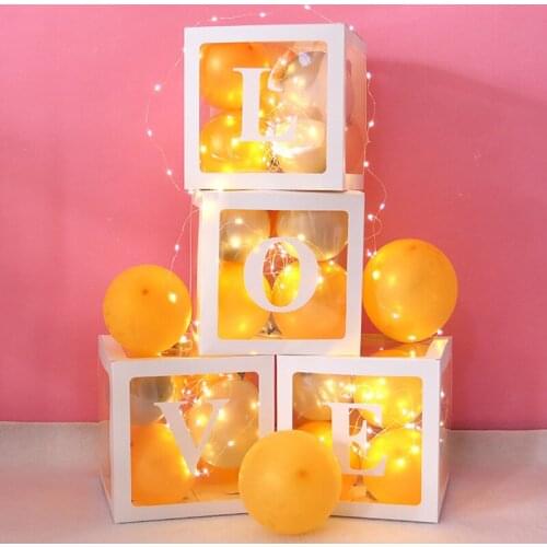 A-Z Letter Name Transparent Balloon Box Baby One Blocks Boy Girl Party Gift Box Wedding Decoration Baby Shower Birthday Party