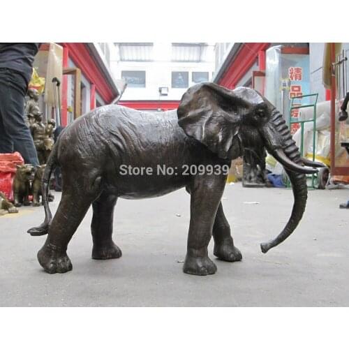 Huij 006113 18"Chinese Art Bronze sculpture African elephant King of forest mammal Statue