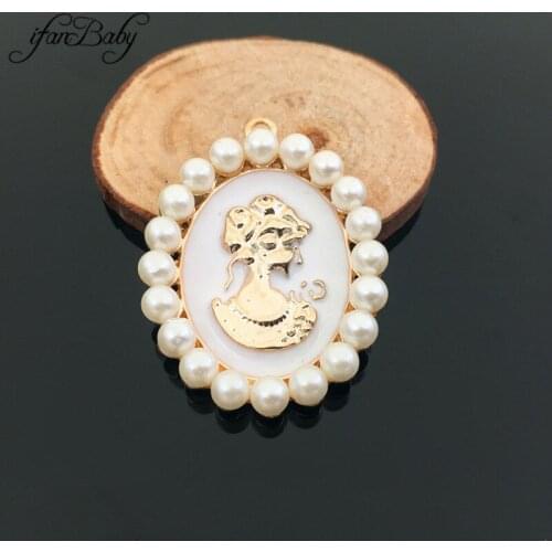 Buttons for DIY accessories flat back metal pearl Pendants