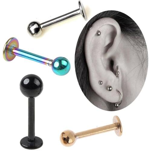 10Pcs 16G/18G Tragus Helix Bar 3-4mm Ball Stainless Steel Labret Lip Piercing Rings Stud Cartilage Ear Piercing Body Jewelry