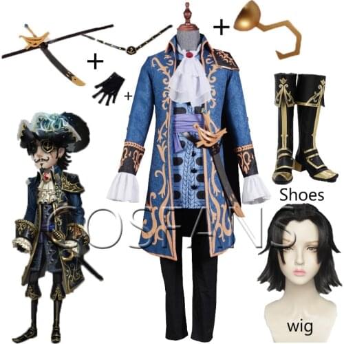 Game Identity V Cosplay Costumes Jose Baden Cosplay Outfit Captain Hook Skin Survivor Halloween Cosplay Wigs shoes Accessories
