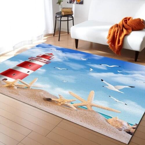 Sea Beach Lighthouse Starfish Seagull Carpet Bedroom Room Bedside Blanket Rug for Living Room Cloakroom Carpet Bedroom Decor