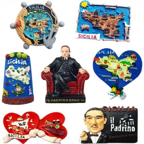 New Hand-painted Sicily, Italy 3D Fridge Magnet Travel Souvenir Refrigerator Magnetic Stickers Gift