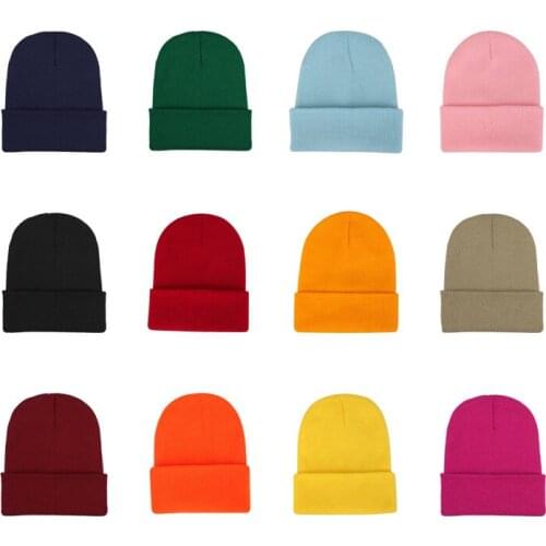 Fashion Solid Color Knitted Beanies Hat Winter Warm Ski Hats Men Women Multicolor Skullies Caps Soft Elastic Cap Sport Bonnet