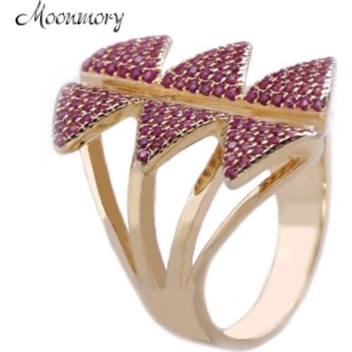 Moonmory New 100% Real 925 Sterling Silver Butterfly Rings With Charming Red Zirconia For Women Jewelry Wedding Engagement Gift