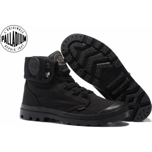 PALLADIUM Pallabrouse All Black Sneakers Men High-top Military Ankle Boots Canvas Casual Shoes Men Walking Shoes Eur Size 39-45