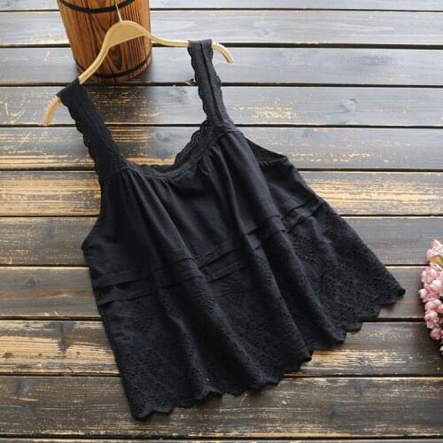 New Summer Women Sleeveless garment Solid Color Cotton Embroidery Loose Vest Tops Women All-match cute women 2020