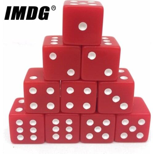 10pcs/pack Red New Acrylic Dice 16mm White Dot Square Corners High Quality Boutique Game Dice
