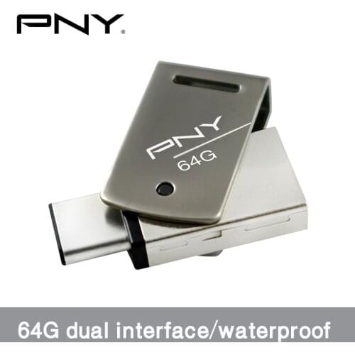 PNY Dual USB3.1 Type-C Mini USB Flash Drive 32G 64G Waterproof Phone U Disk usb Memory Metal Flash Drive Support Mac Duley
