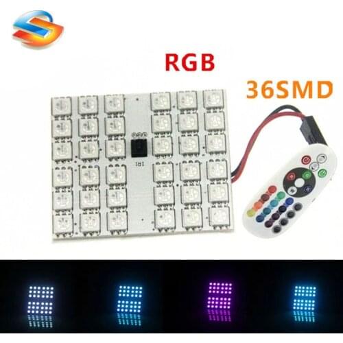 2Pcs 12V Remote Controlled Car Interior Lights 36 SMD LED RGB Car Strip Lights Neon Decoration Lamps