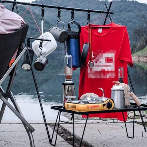 Useful Outdoor Camping Dry Clothes Hanging Rack Multi-section Foldable Clothing Regulator Portable Non-Slip Adjustable Hanger