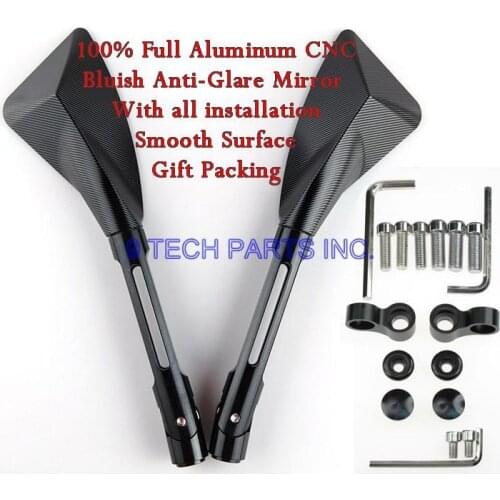 Full CNC Triangle Motorcycle Rear Side Mirrors Black Color 8MM 10MM Universal for Street Bikes Sport Bike Scooter CRUISER