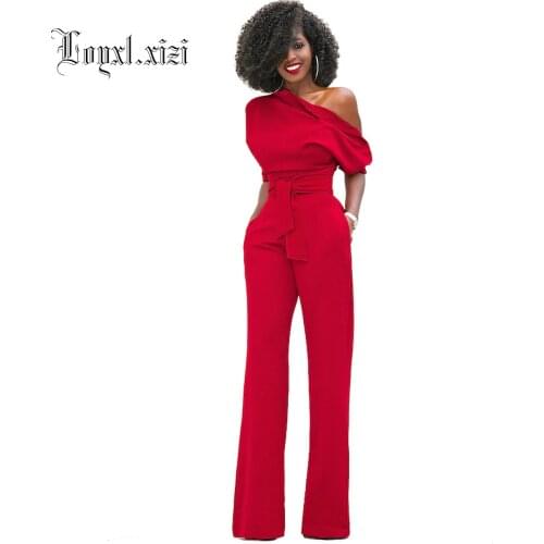 Hot style womens wear off the Shoulder Elegant Jumpsuits Women Plus Size Rompers Short Sleeve Female LQ0083