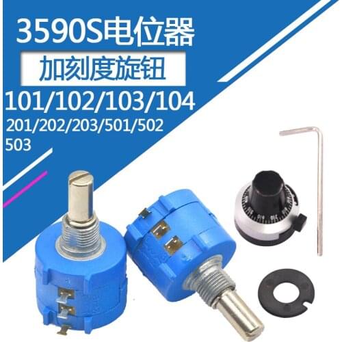3590S-2 Potentiometer 100R/2K/50K/104/201/202/203/501/502 Add scale knob