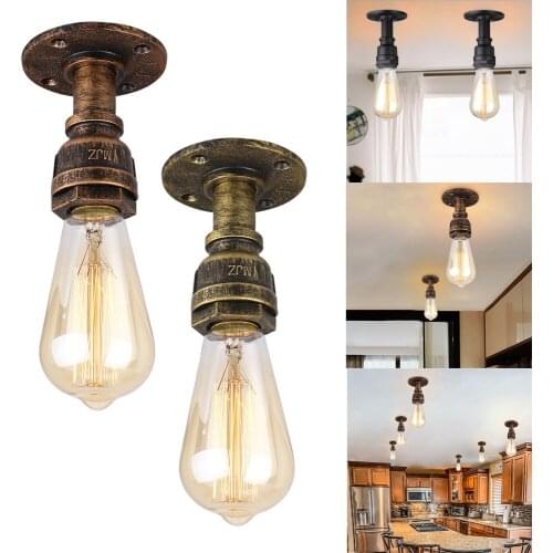 Retro Pipe Ceiling Lights Vintage E27 Loft Surface Mounted Ceiling Light Lamp Fixtures Industrial Iron Pipe Lamps Free Shipping