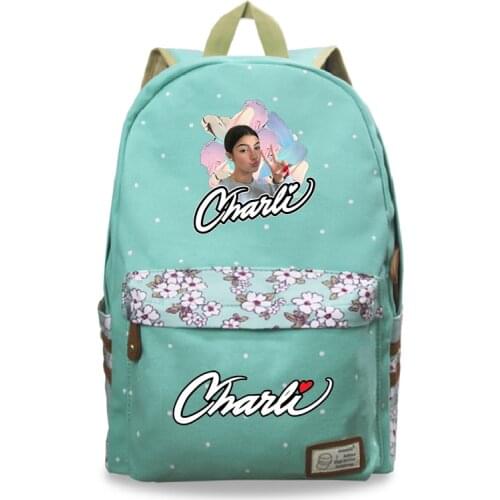 Charli DAmelio Floral Backpack Charli D'Amelio Printed Canvas School Bag Students Girls Schoolbags Fashion Women Travel Backpack