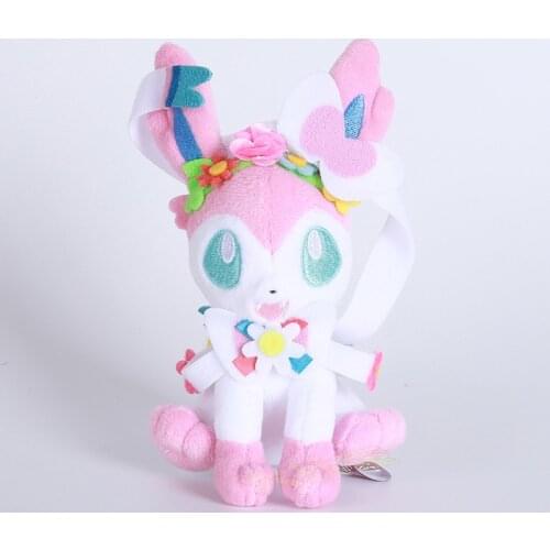 Lovely wreath Ponyta Sylveon Scorbunny plush doll Grookey Sobble Eevee stuffed toys Cartoon anime Decorations gifts for kids