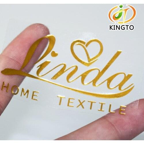 High quality custom vinyl clear sticker label, waterproof transparent PET label sticker with gold stamping