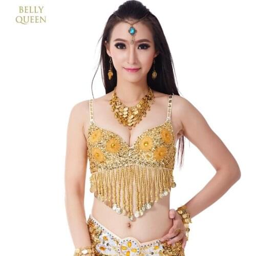 New Arrival Twinkling Sequined Tassels Belly Dance Bra Top Beaded Fringe Dancing Costume Sexy Dancing Costume Stage & Dance Wear