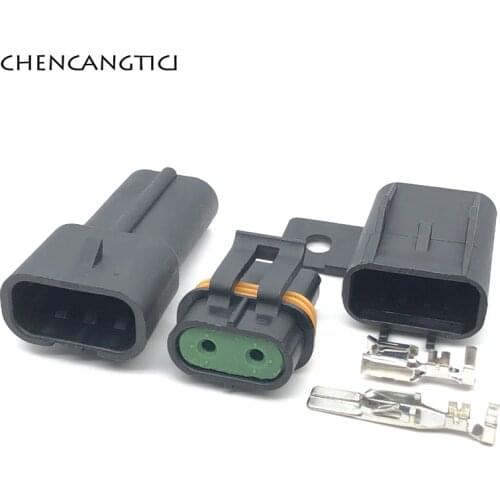 2 Sets Delphi 2 Pin Way Sealed Automobile Electrical Connector Socket Female Male Plug For Fan 12033769 12034269