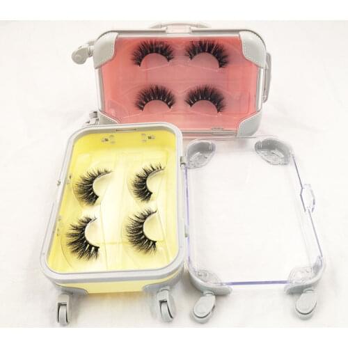 10pcs false eyelashes packaging box pink luggage lashes suitcase mink lashes packing fluffy and curly case empty