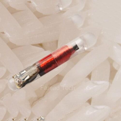 X100 1.4*10mm EM4305 LF glass tag microchip 134.2Khz FDX-B, microtransponder for livestock identification
