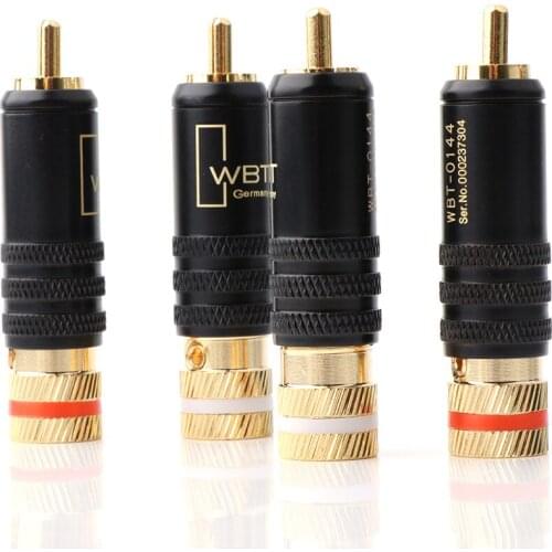 12PCS hi-end RCA connector male audio-0144 signal line plug Hifi audio 0144 RCA plug copper RCA plug gold plated