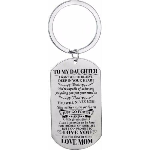 12PC/Lot Family Gifts Daughter Keychain I Want You To Believe Love Mom Military Action Figure Toy Kids Stainless Steel Keyring