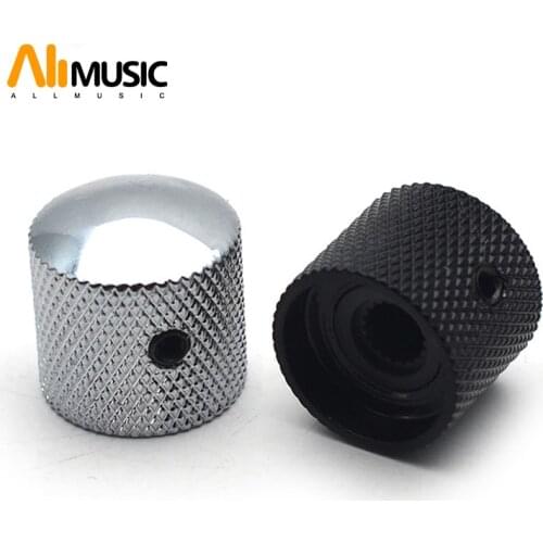 20pcs Metal Dome Tone Tunning Knob with Hexagon Screws Lock Volume Control Buttons for Electric Guitar Bass Black/Chrome