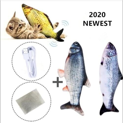 30CM Electric USB Charging Simulation Bouncing Fish Toys For Dog Cat Toy Interactive Electronic 3D Simulation Fish Shape Cat Toy