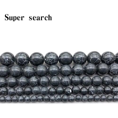 4-12mm Artificial Black Pine Stone Round Beads Loose Beads Wholesale for Jewelry Making Accessories DIY Bracelet