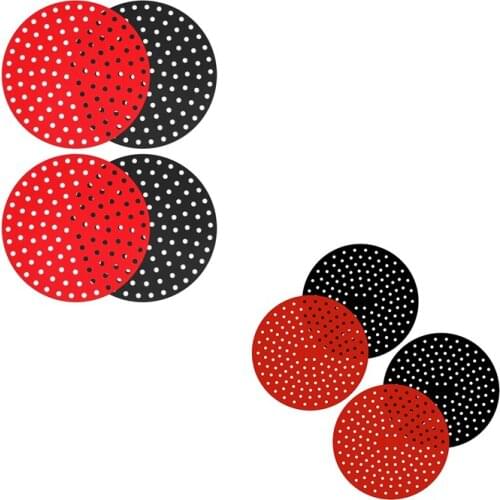 4 Packs Reusable Round Air Fryer Liners,Non-Stick Air Fryer Silicone Basket Streamer Mats Accessories