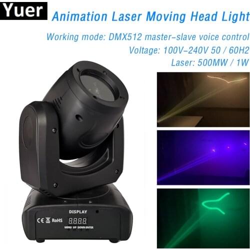 4Pcs/Lot DMX512 Master-Slave Voice Control Animation Laser Moving Head Light Multiple Color Patterns Disco Light Stage Lights